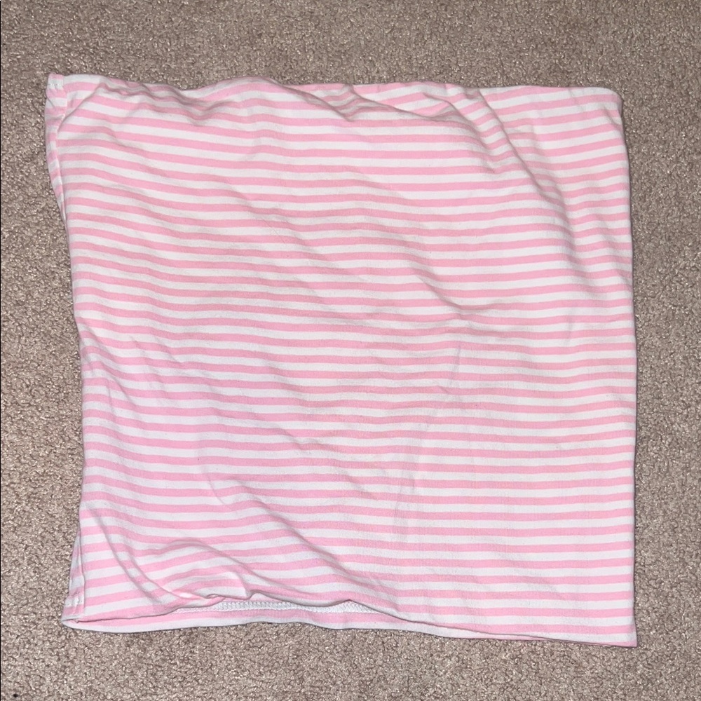 Pink and White Striped Tube Top
